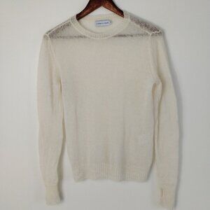 Sincerely Jules Mohair Blend Sweater Size Small White Lightweight Thumbholes